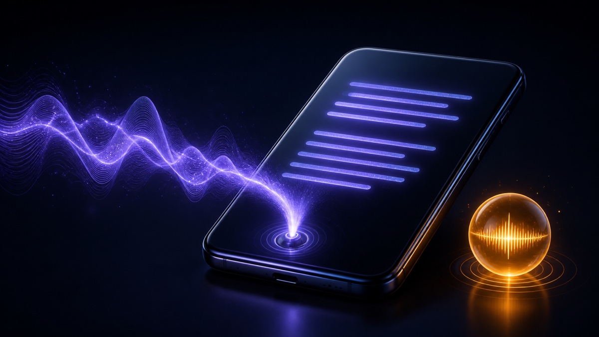 Vyslovená věta, která se na displeji telefonu mění v napsaný text