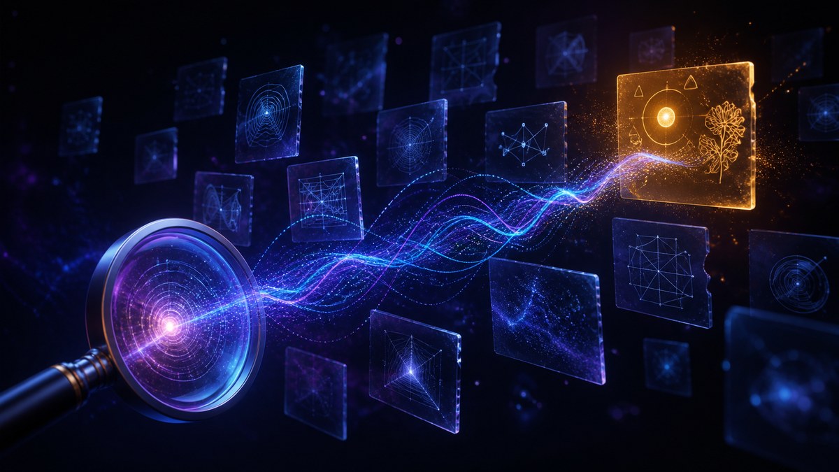 A semantic search lens finding a conceptually related note